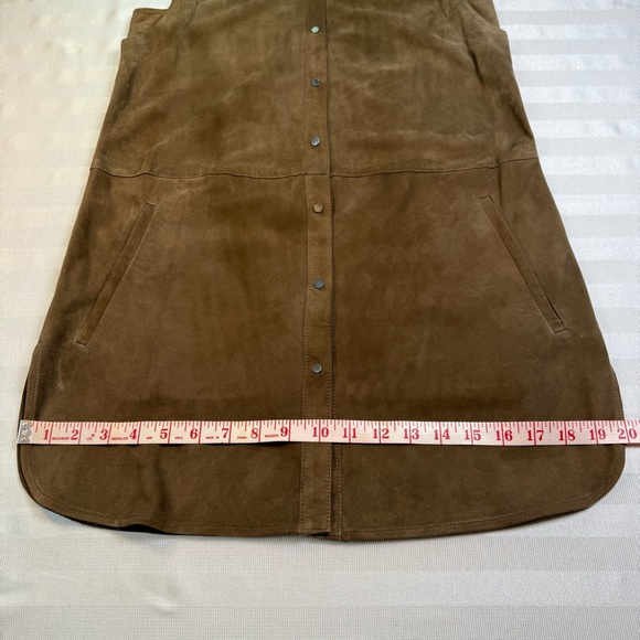 Vince. Suede Goat Leather Snap Button Front Collared Tunic / Vest Sz 0 - Picture 10 of 16